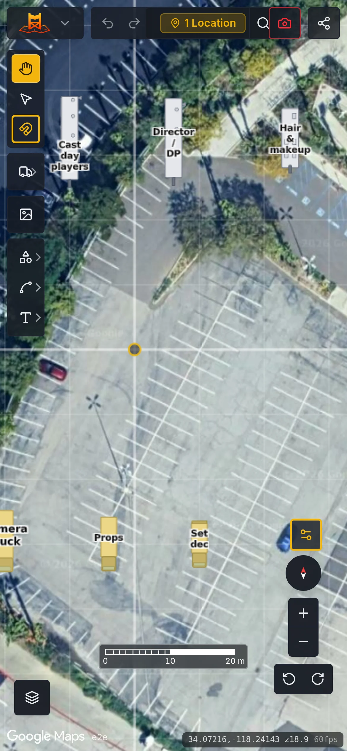 BaseMapper on a phone, with a trailer selected on the map.